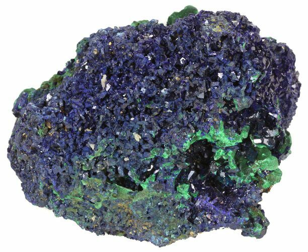 Azurite Crystal Cluster with Fibrous Malachite - Laos #50777